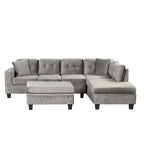Modern L-Shape Sectional Sofa with Storage Ottoman, Reversible Chaise, Two Pillows, and Cup Holder