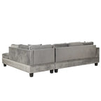 Modern L-Shape Sectional Sofa with Storage Ottoman, Reversible Chaise, Two Pillows, and Cup Holder