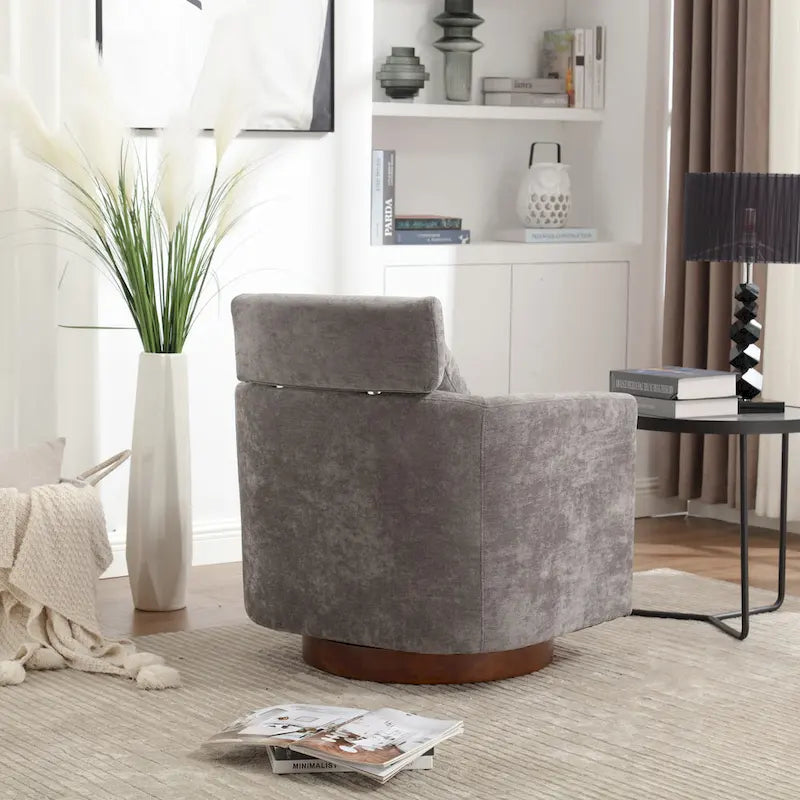 360 Degree Accent Swivel Chair,Chenille Upholstered Arm Chair