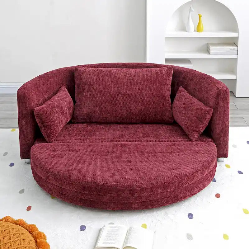 Foldable Linen Chair Bed,Floor Sleeper Sofa Bed,Circular Bed,Adjustable Futon Sofa,Folding Lazy Sofa Couch for Living Room
