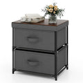 2 Drawer Dresser Fabric Storage Organizer Nightstand Bedside