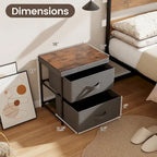 2 Drawer Dresser Fabric Storage Organizer Nightstand Bedside