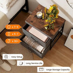 2 Drawer Dresser Fabric Storage Organizer Nightstand Bedside