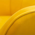 Yellow Modern 33 Polyester Button Tufted Accent Chair with Ottoman and Tapering Wood Dowel Legs