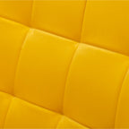 Yellow Modern 33 Polyester Button Tufted Accent Chair with Ottoman and Tapering Wood Dowel Legs