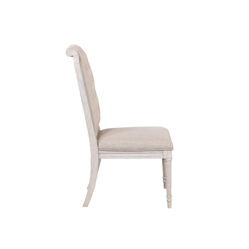 Modern 20 Upholstered Armless Side Chair with Wood Legs and Button Tufted Cushion (Set of 2)