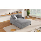 Gray Modern 53.5 Chaise Lounge Chair with Solid Wood Legs and Pillows for Living Room