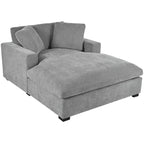 Gray Modern 53.5 Chaise Lounge Chair with Solid Wood Legs and Pillows for Living Room
