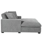 Gray Modern 53.5 Chaise Lounge Chair with Solid Wood Legs and Pillows for Living Room
