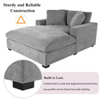 Gray Modern 53.5 Chaise Lounge Chair with Solid Wood Legs and Pillows for Living Room