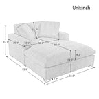 Gray Modern 53.5 Chaise Lounge Chair with Solid Wood Legs and Pillows for Living Room