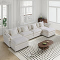 Spacious 142.52 U-Shaped Chenille Sectional Sofa with Double Cushions, Convertible Chaise and Ottomans