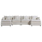 Spacious 142.52 U-Shaped Chenille Sectional Sofa with Double Cushions, Convertible Chaise and Ottomans