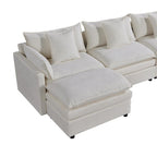 Spacious 142.52 U-Shaped Chenille Sectional Sofa with Double Cushions, Convertible Chaise and Ottomans