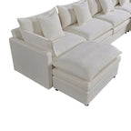 Spacious 142.52 U-Shaped Chenille Sectional Sofa with Double Cushions, Convertible Chaise and Ottomans