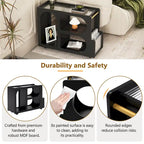 31.5 Modern Mobile End Table with 5mm Thick Fluted Tempered Glass, Lockable Wheels and Golden Round Rod