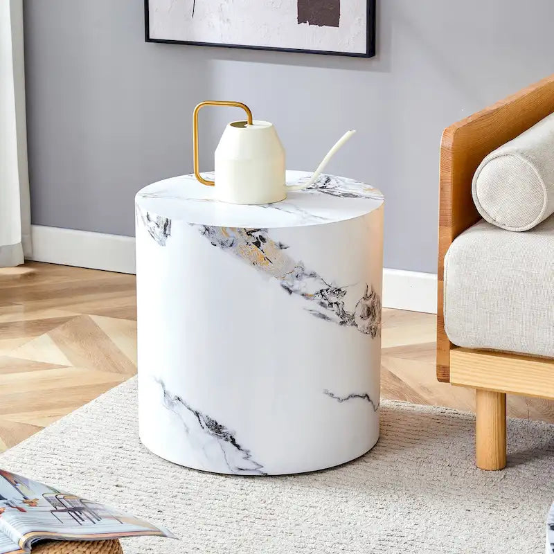 15.7 Modern Round Coffee Table with Fashionable Pattern and Stable Base for Living Room