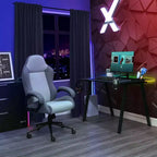 Swivel Gaming Chair Gray - Room Essentials™: Upholstered Computer Desk Chair, Adjustable, Fixed Arms