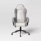 Swivel Gaming Chair Gray - Room Essentials™: Upholstered Computer Desk Chair, Adjustable, Fixed Arms