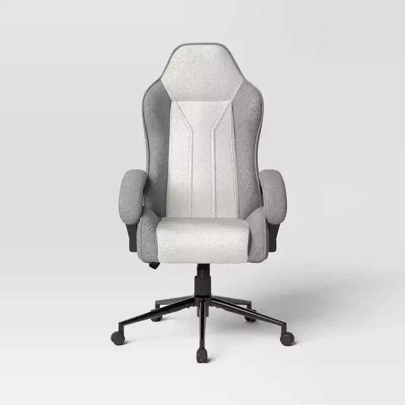 Swivel Gaming Chair Gray - Room Essentials™: Upholstered Computer Desk Chair, Adjustable, Fixed Arms
