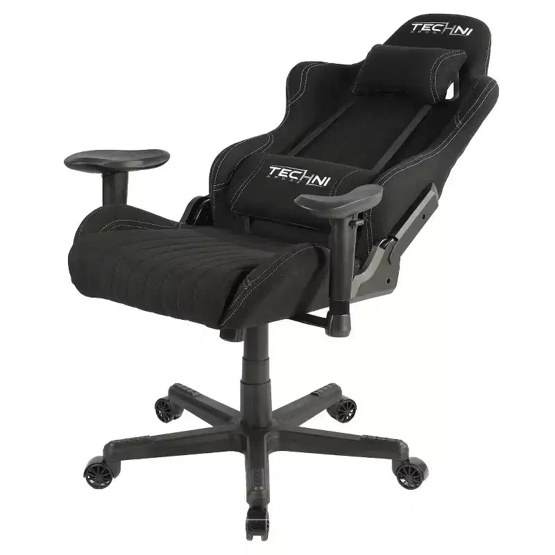 Fabric Ergonomic High Back Racer Style Video Gaming Chair Black - Techni Sport: Office, Swivel, Lumbar Support