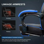 LUCKRACER Gaming Chair with Footrest High Back Computer Desk Chair Office Chair Blue