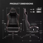 GTPLAYER Gaming Chair with Bluetooth Speakers and Footrest High Back Office Chair Red