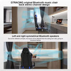 GTRACING Gaming Chair with Bluetooth Speakers High Back PU Office Chair Blue