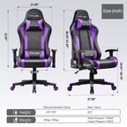 GTRACING Gaming Chair with Bluetooth Speakers High Back PU Office Chair Purple