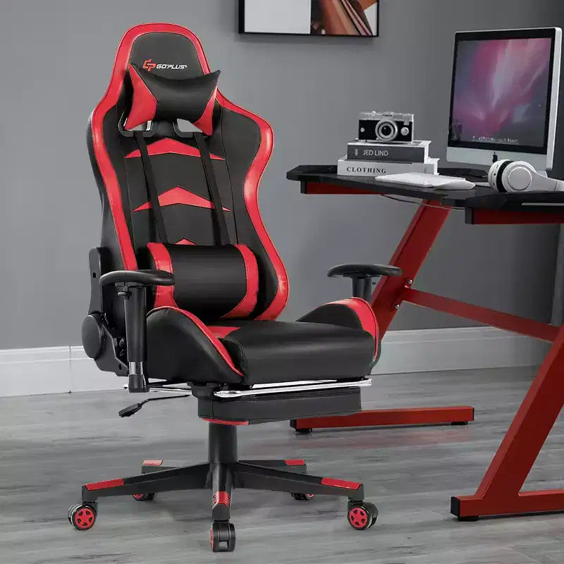 Costway Office Massage Gaming Chair Reclining Swivel Racing with Footrest