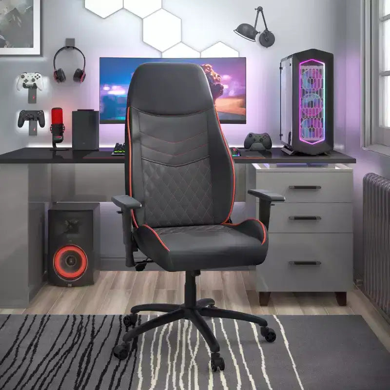 24/7 Shop At Home Ansar Diamond Stitched Faux Leather Gaming Chair