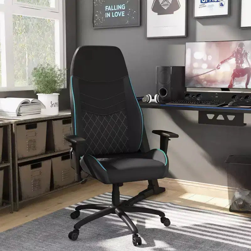 24/7 Shop At Home Ansar Diamond Stitched Faux Leather Gaming Chair