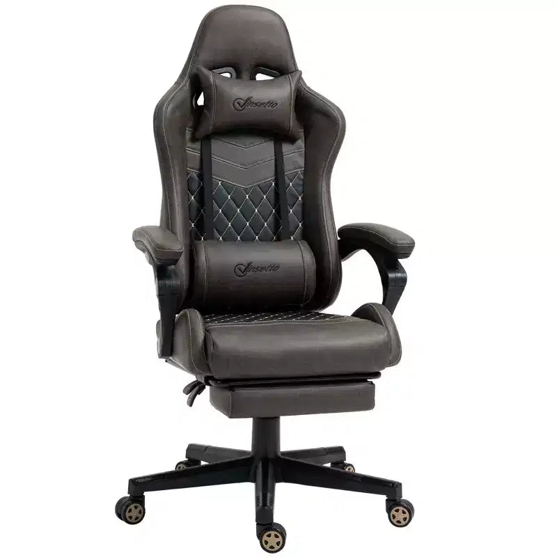 Vinsetto Racing Gaming Chair Diamond PU Leather Office Gamer Chair High Back Swivel Recliner with Footrest, Lumbar Support, Adjustable Height