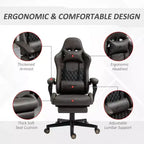 Vinsetto Racing Gaming Chair Diamond PU Leather Office Gamer Chair High Back Swivel Recliner with Footrest, Lumbar Support, Adjustable Height