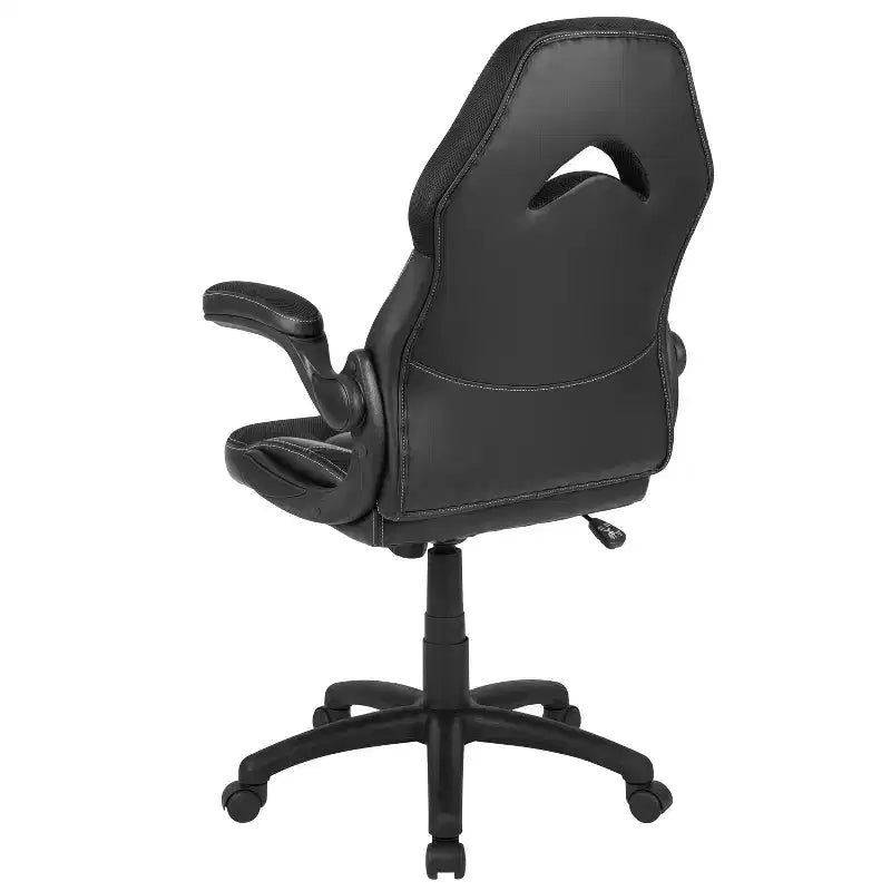 BlackArc High Back Gaming Chair with Faux Leather Upholstery, Height Adjustable Swivel Seat & Padded Flip-Up Arms
