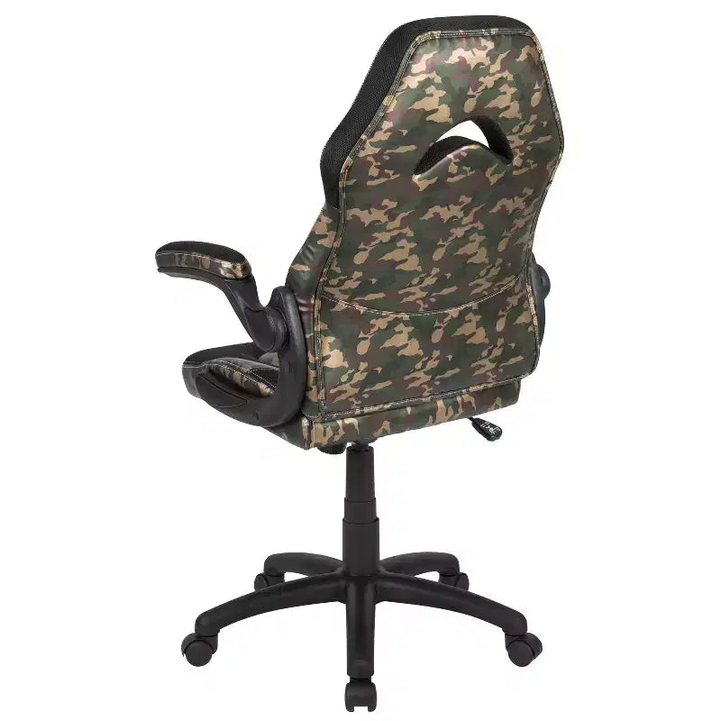 BlackArc High Back Gaming Chair with Faux Leather Upholstery, Height Adjustable Swivel Seat & Padded Flip-Up Arms