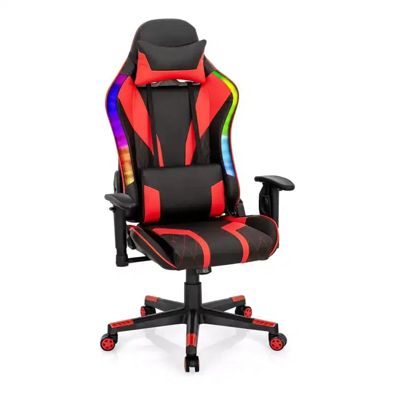 Costway Gaming Chair Adjustable Swivel Computer Chair w/ Dynamic LED Lights