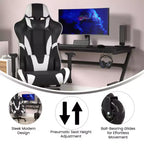 Flash Furniture X30 Gaming Chair Racing Computer Chair with Reclining Back, Slide-Out Footrest, and Transparent Roller Wheels