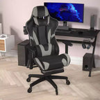 Flash Furniture X30 Gaming Chair Racing Computer Chair with Reclining Back, Slide-Out Footrest, and Transparent Roller Wheels