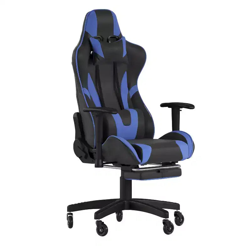 Flash Furniture X30 Gaming Chair Racing Computer Chair with Reclining Back, Slide-Out Footrest, and Transparent Roller Wheels