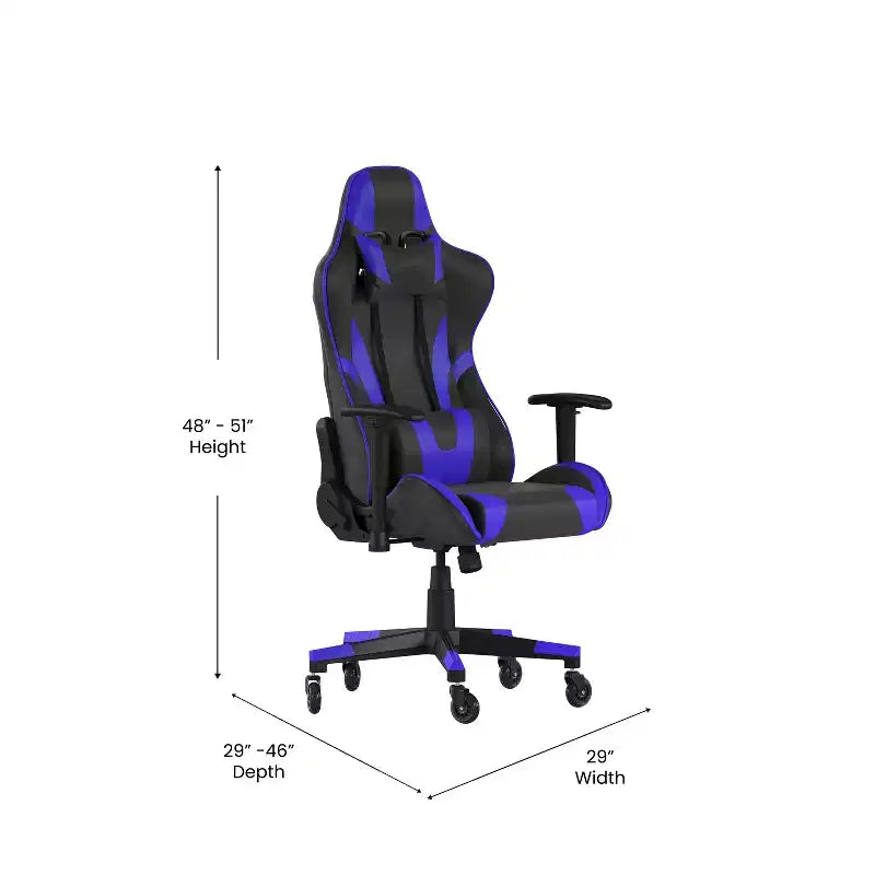 Flash Furniture X20 Gaming Chair Racing Office Computer PC Adjustable Chair with Reclining Back and Transparent Roller Wheels