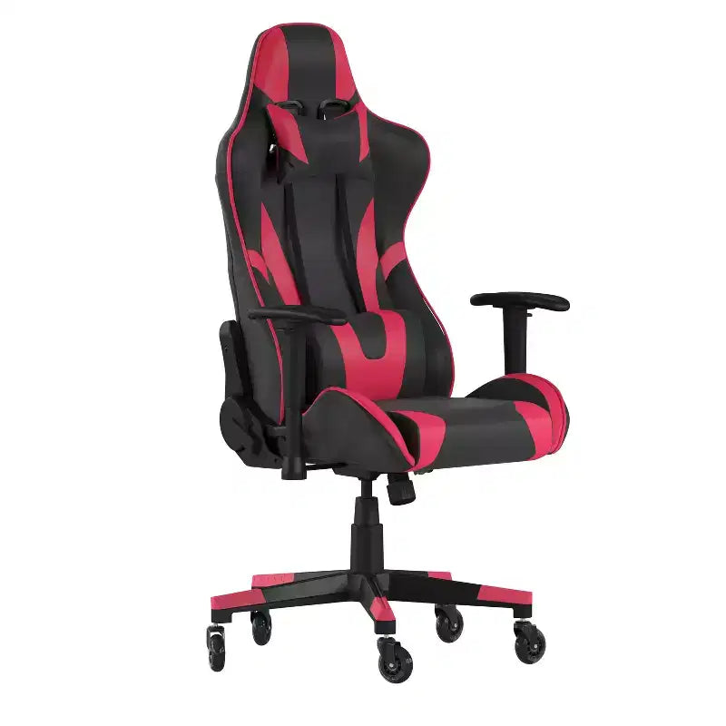 Flash Furniture X20 Gaming Chair Racing Office Computer PC Adjustable Chair with Reclining Back and Transparent Roller Wheels