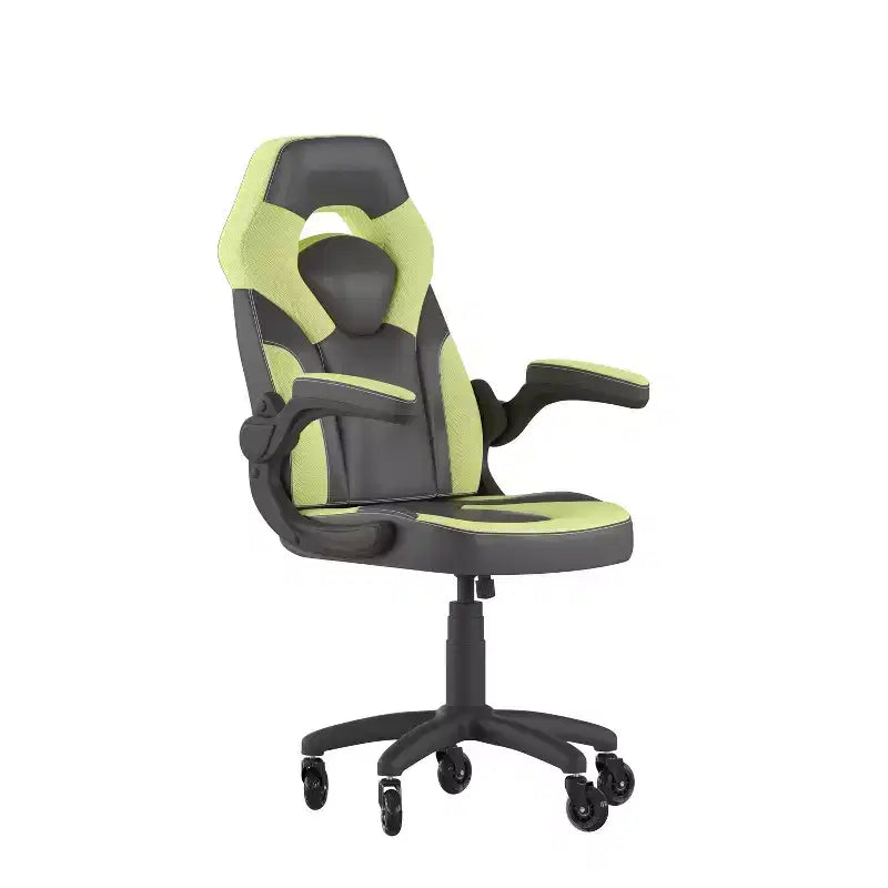 Flash Furniture X10 Gaming Chair Racing Office Computer PC Adjustable Chair with Flip-up Arms and Transparent Roller Wheels