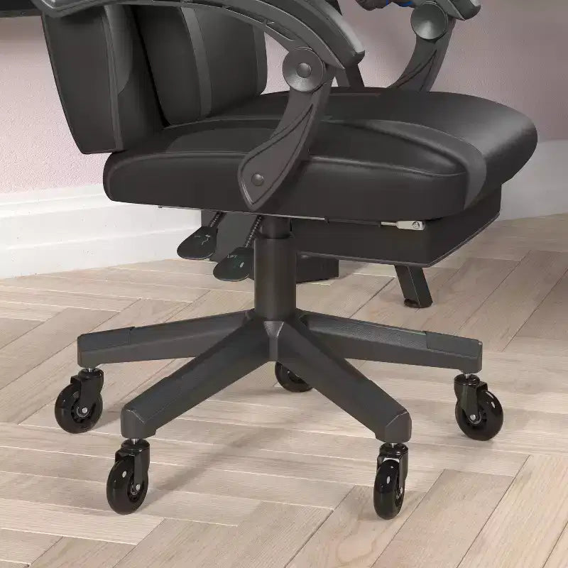 Flash Furniture X40 Gaming Chair Racing Computer Chair with Fully Reclining Back/Arms and Transparent Roller Wheels, Slide-Out Footrest