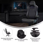 Flash Furniture Falco Ergonomic High Back Adjustable Gaming Chair with 4D Armrests, Headrest Pillow, and Adjustable Lumbar Support