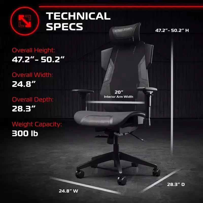 RESPAWN Flexx Mesh Gaming Chair With Lumbar Support and Adjustable Headrest