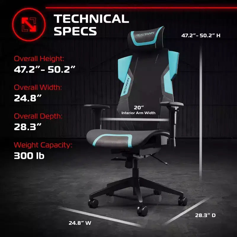 RESPAWN Flexx Mesh Gaming Chair With Lumbar Support and Adjustable Headrest