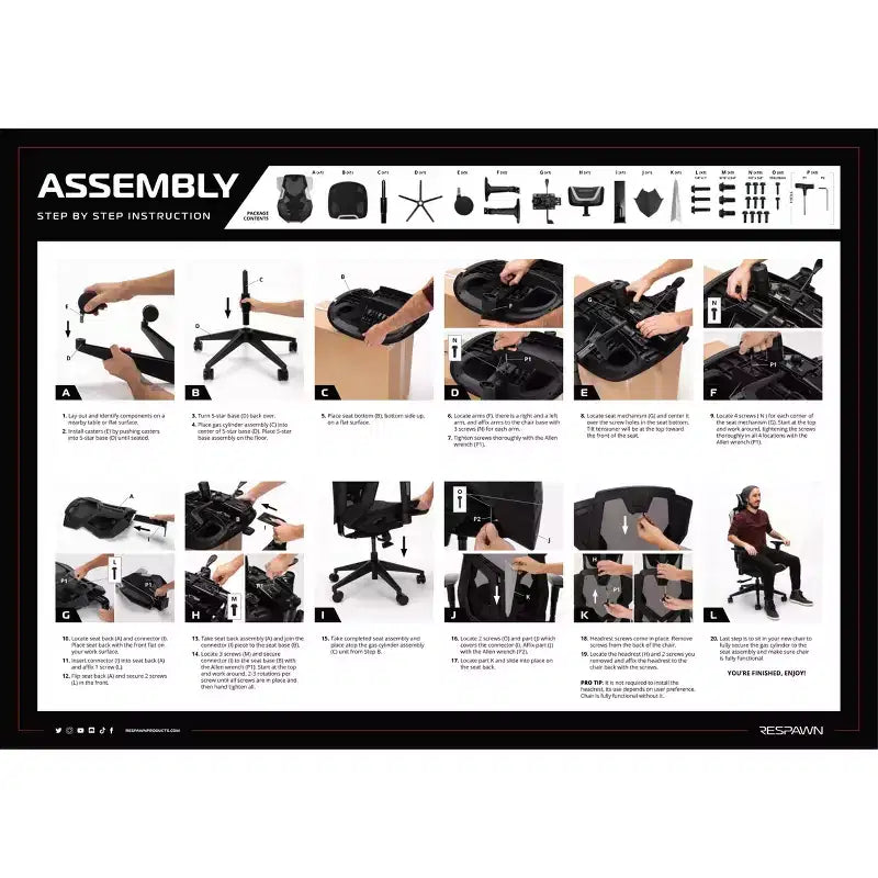 RESPAWN Flexx Mesh Gaming Chair With Lumbar Support and Adjustable Headrest