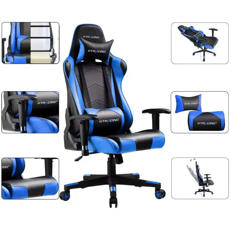 Gaming Office Chair PU Leather with Adjustable Headrest and Lumbar Pillow - GTRACING