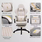Adjustable Gaming Chair with Massage Lumbar Support and Retractable Footrest - Dowinx